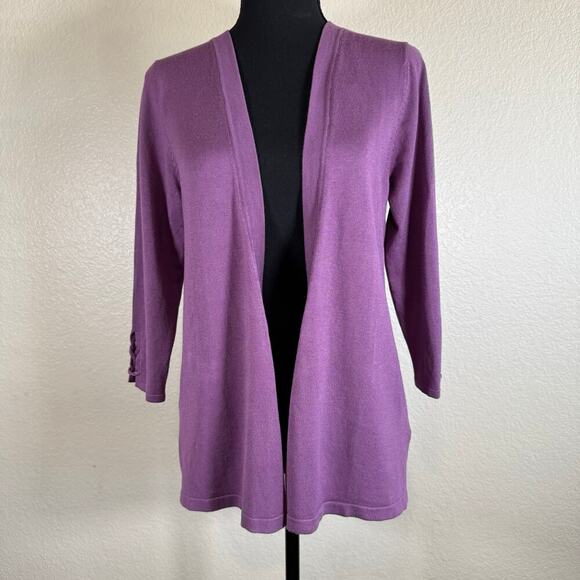 NWT Lety & Me Open-Front 3/4 Sleeves Back Detail Stitch Fix Purple Cardigan M - Picture 1 of 11